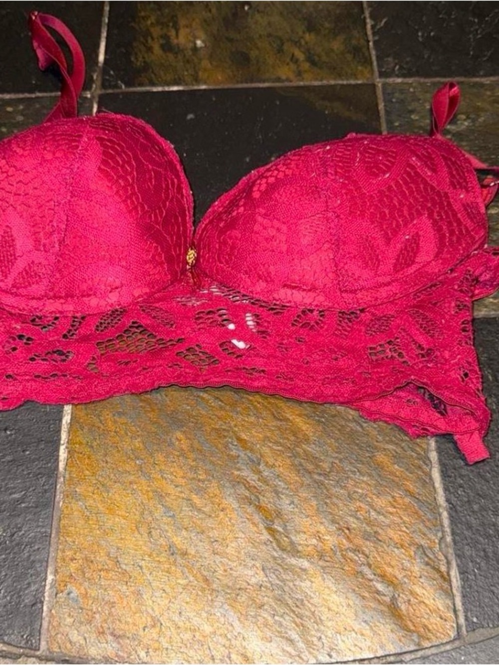 Daisy Fuentes Red Lace Longline Bra